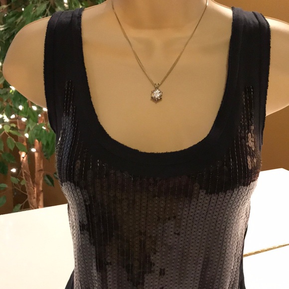 J. CREW NAVY BLUE SEQUIN TANK WITH LACE BOTTOM XS - Picture 2 of 8